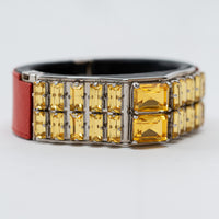 Prada Red and Black Saffiano Leather with Jewel Embellishment Band
