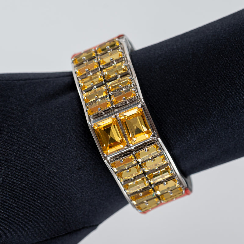 Prada Red and Black Saffiano Leather with Jewel Embellishment Band
