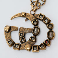 Gucci Gold Double GG Pendant with Crystal Embellishments and Chain Belt