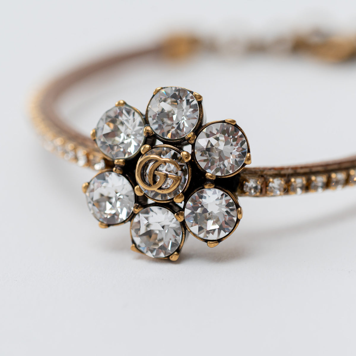 Gucci Crystal and Gold Double G Bracelet