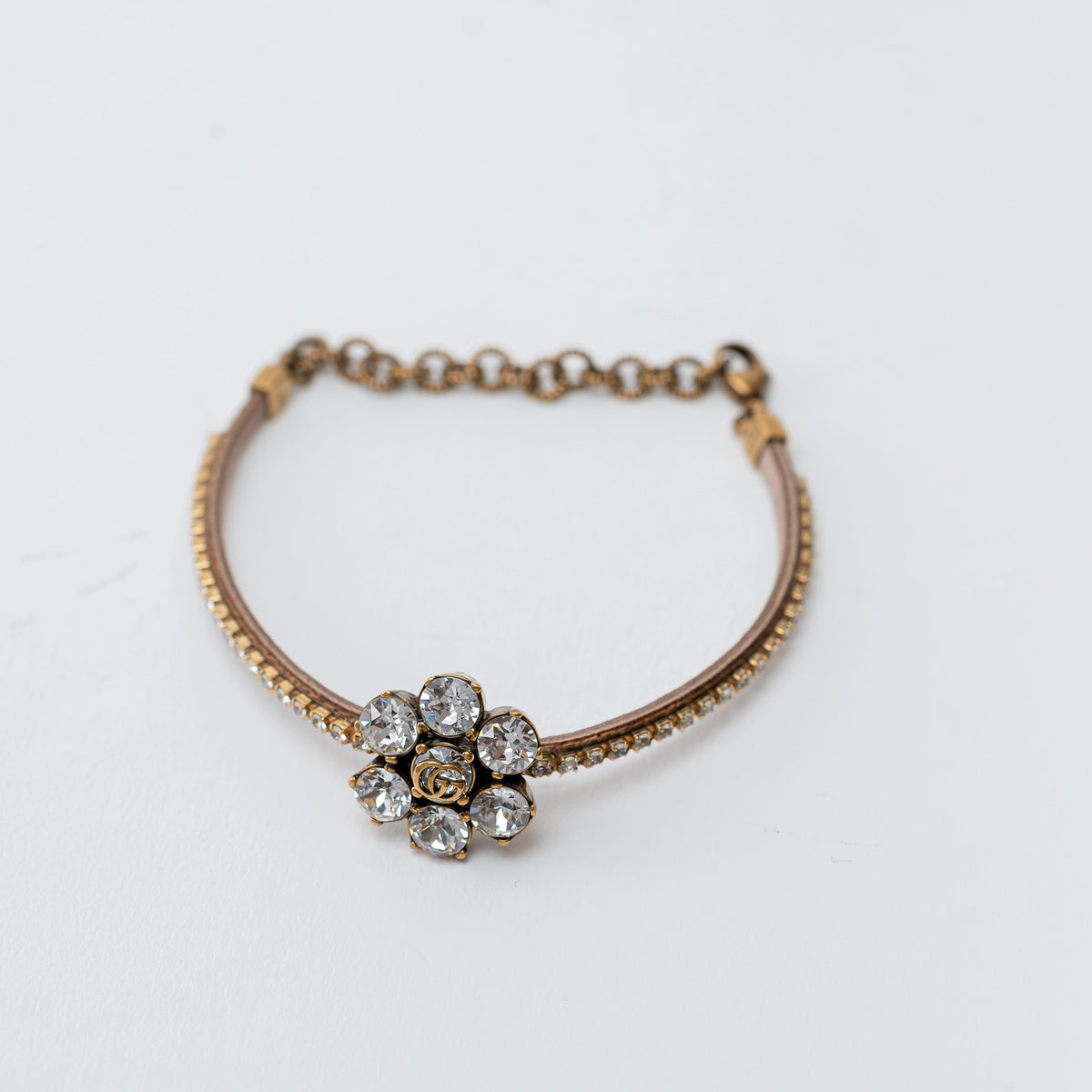 Gucci Crystal and Gold Double G Bracelet
