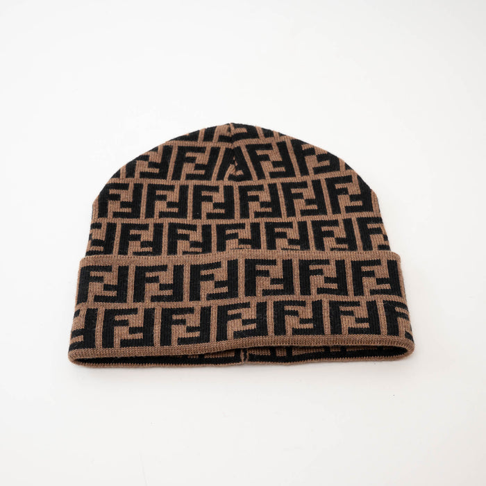 Fendi Brown Monogram Winter Knit Hat Size S/M (50cm)