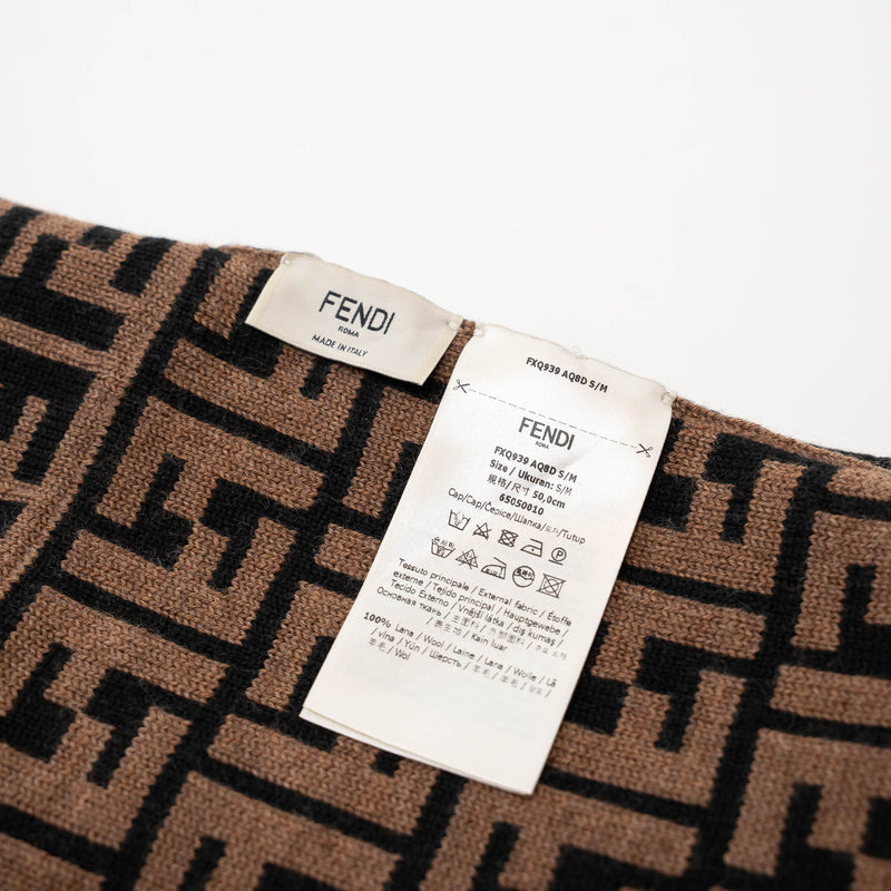 Fendi Brown Monogram Winter Knit Hat Size S/M (50cm)