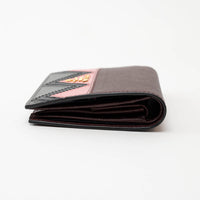 Prada Burgundy Saffiano Leather with Pink/Black/Grey Zig Zag Bifold Wallet