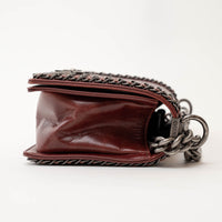 Pre-Loved Chanel™ Burgundy Quilted Grained Leather with Interlaced Chain and Leather Trim Flap Bag