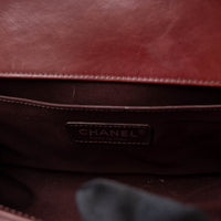 Pre-Loved Chanel™ Burgundy Quilted Grained Leather with Interlaced Chain and Leather Trim Flap Bag