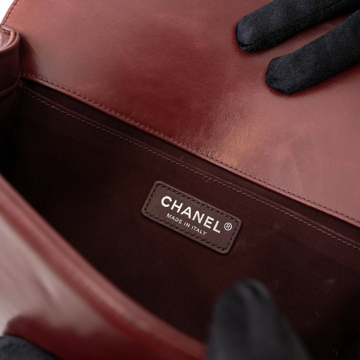 Pre-Loved Chanel™ Burgundy Quilted Grained Leather with Interlaced Chain and Leather Trim Flap Bag