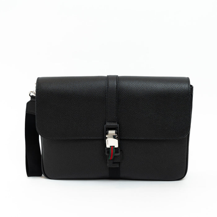 Gucci Black Grained Leather Medium Business Case