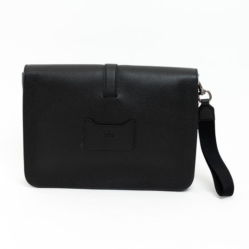 Gucci Black Grained Leather Medium Business Case