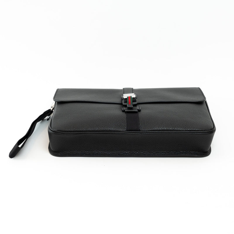 Gucci Black Grained Leather Medium Business Case
