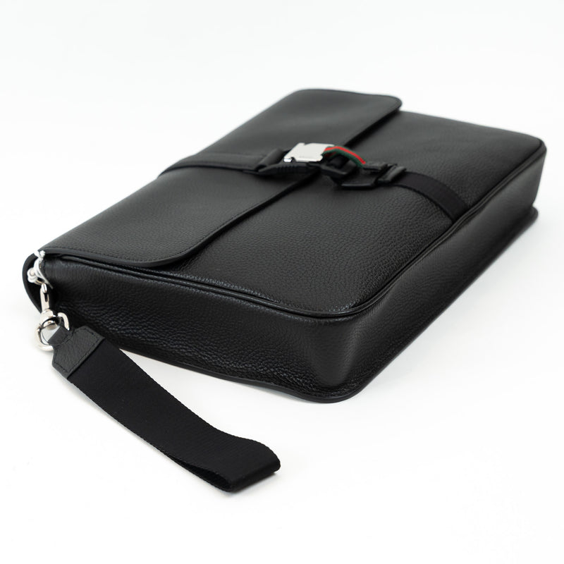 Gucci Black Grained Leather Medium Business Case