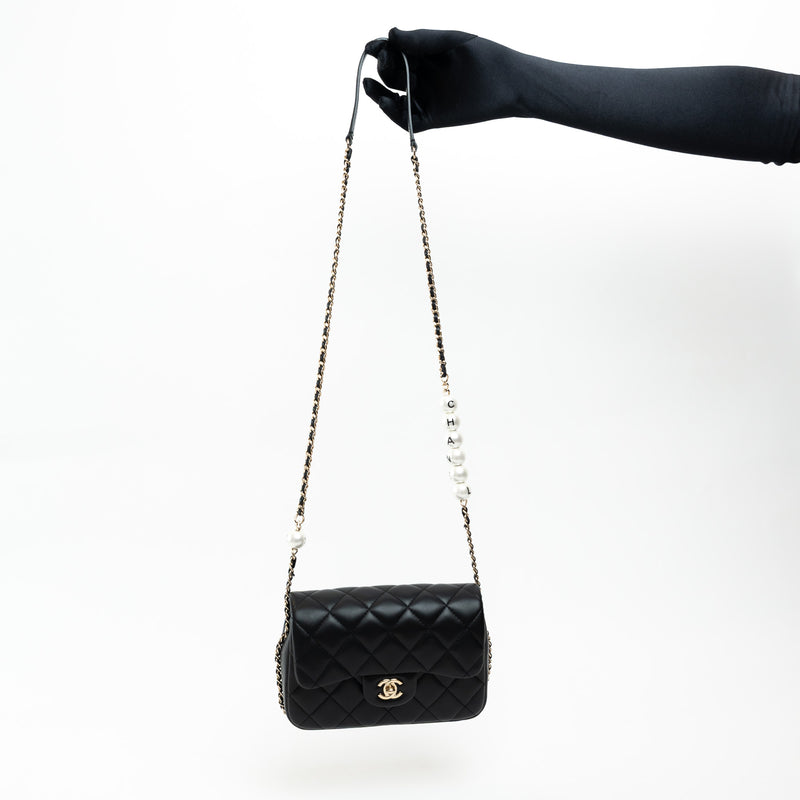 Pre-Loved Chanel™ Black Lambskin Leather My Precious Pearl Flap Bag