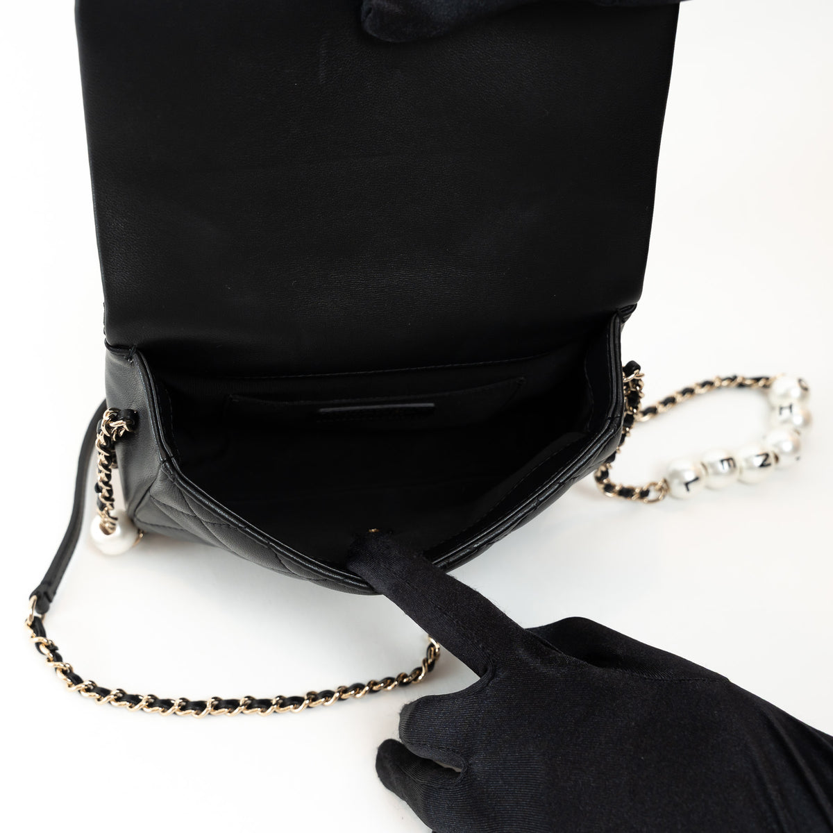 Pre-Loved Chanel™ Black Lambskin Leather My Precious Pearl Flap Bag
