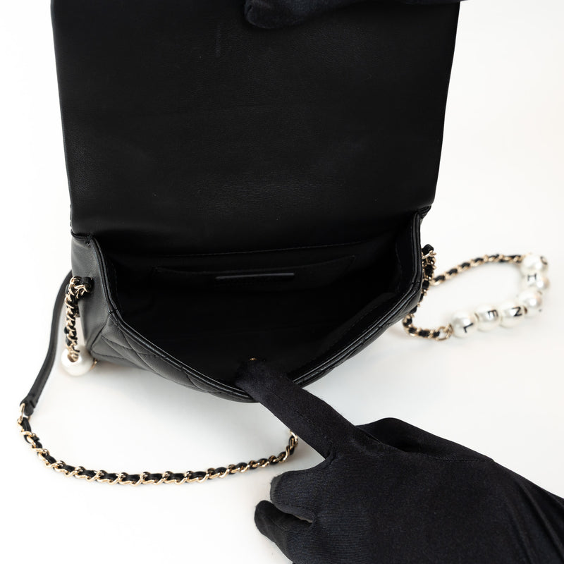Pre-Loved Chanel™ Black Lambskin Leather My Precious Pearl Flap Bag
