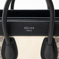 Celine Black Calfskin Leather Lizard Skin Nano Handbag