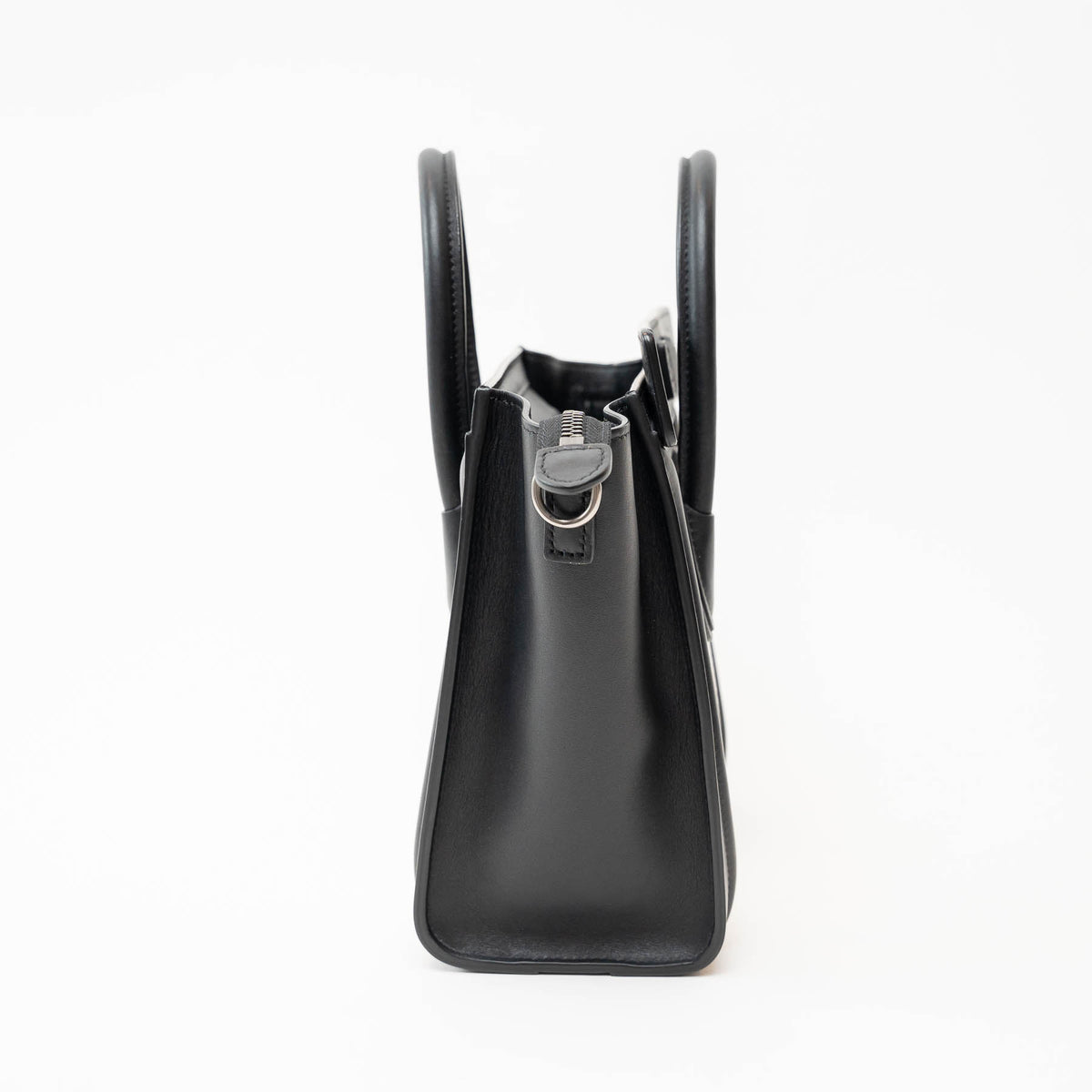 Celine Black Calfskin Leather Lizard Skin Nano Handbag