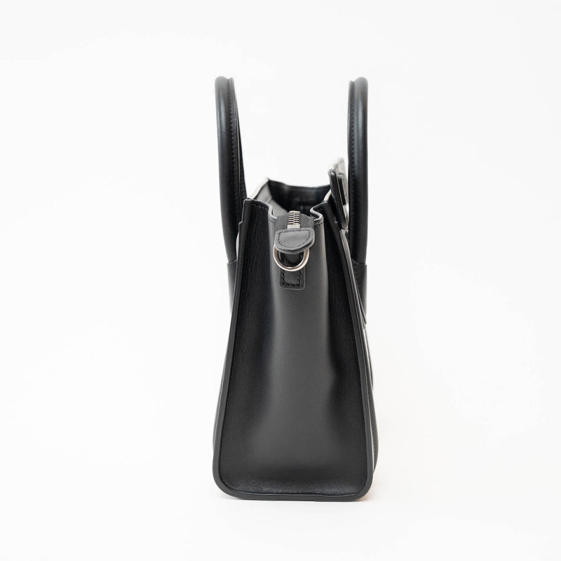 Celine Black Calfskin Leather Lizard Skin Nano Handbag