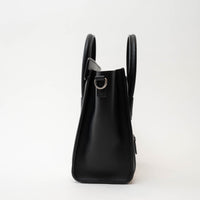 Celine Black Calfskin Leather Lizard Skin Nano Handbag