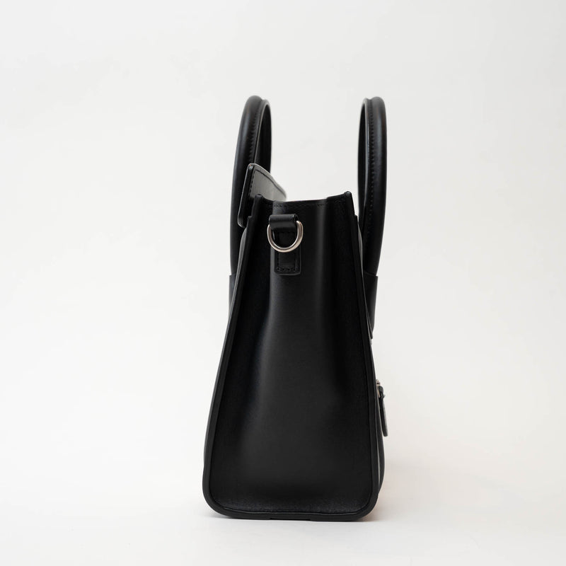 Celine Black Calfskin Leather Lizard Skin Nano Handbag