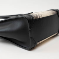 Celine Black Calfskin Leather Lizard Skin Nano Handbag