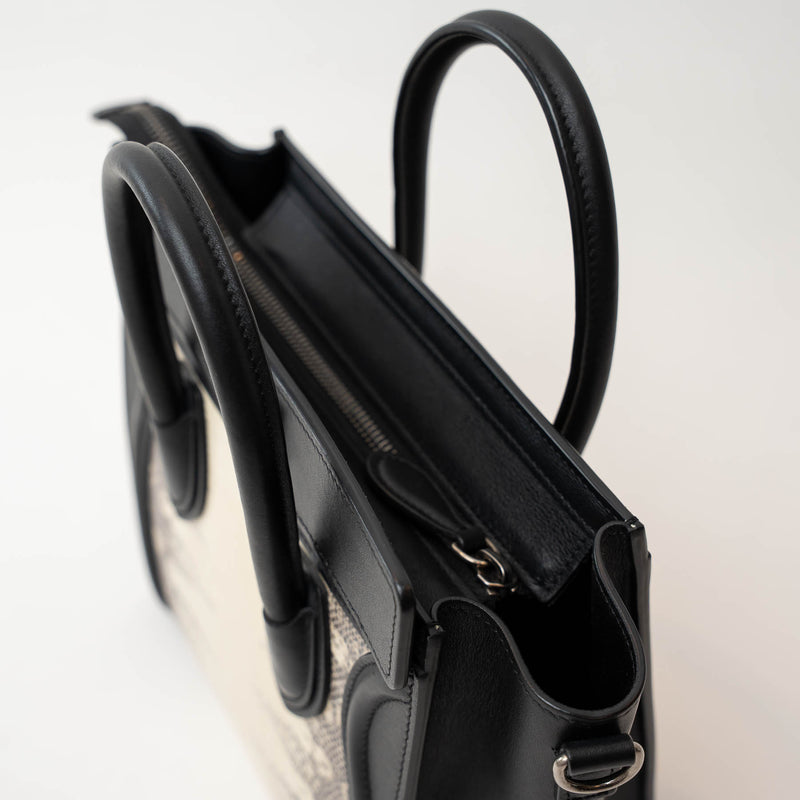 Celine Black Calfskin Leather Lizard Skin Nano Handbag