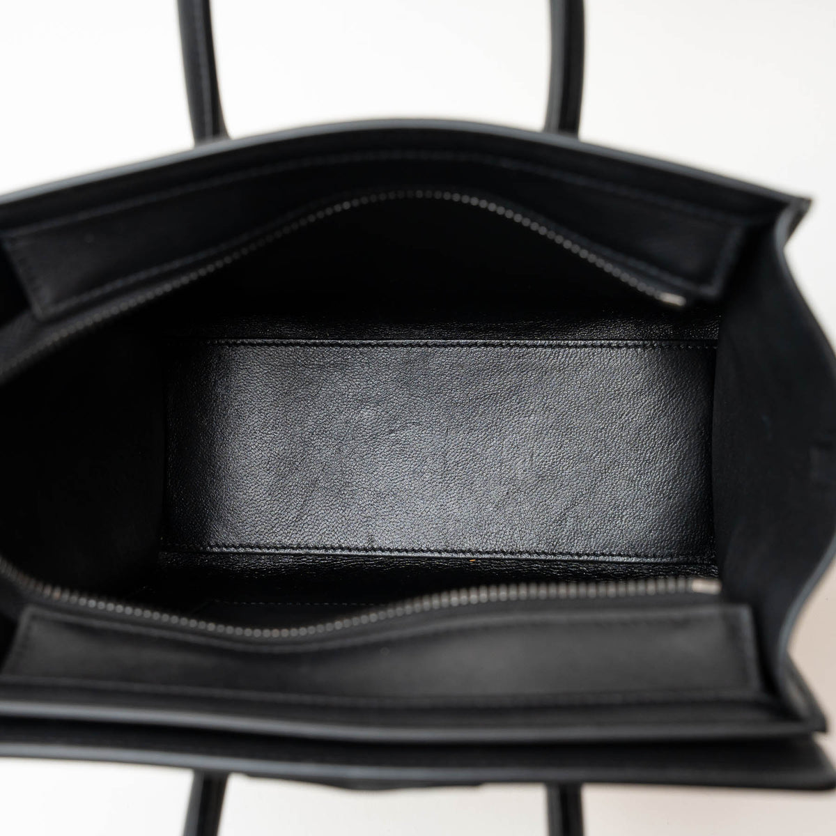 Celine Black Calfskin Leather Lizard Skin Nano Handbag