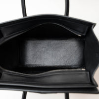 Celine Black Calfskin Leather Lizard Skin Nano Handbag