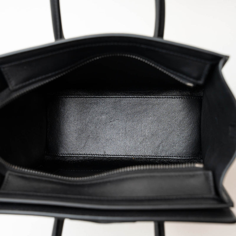 Celine Black Calfskin Leather Lizard Skin Nano Handbag