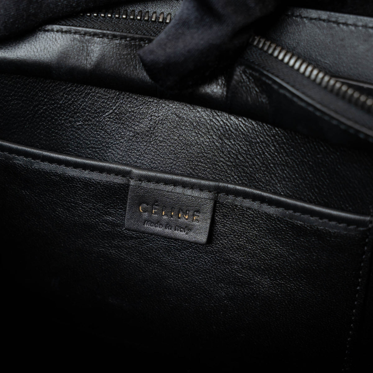 Celine Black Calfskin Leather Lizard Skin Nano Handbag