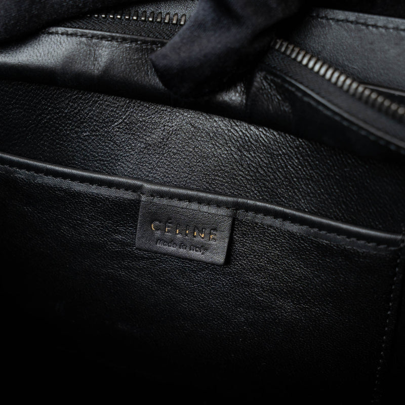 Celine Black Calfskin Leather Lizard Skin Nano Handbag