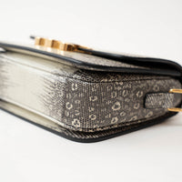 Celine White Gradient Lizard Skin Teen Triomphe Flap Bag