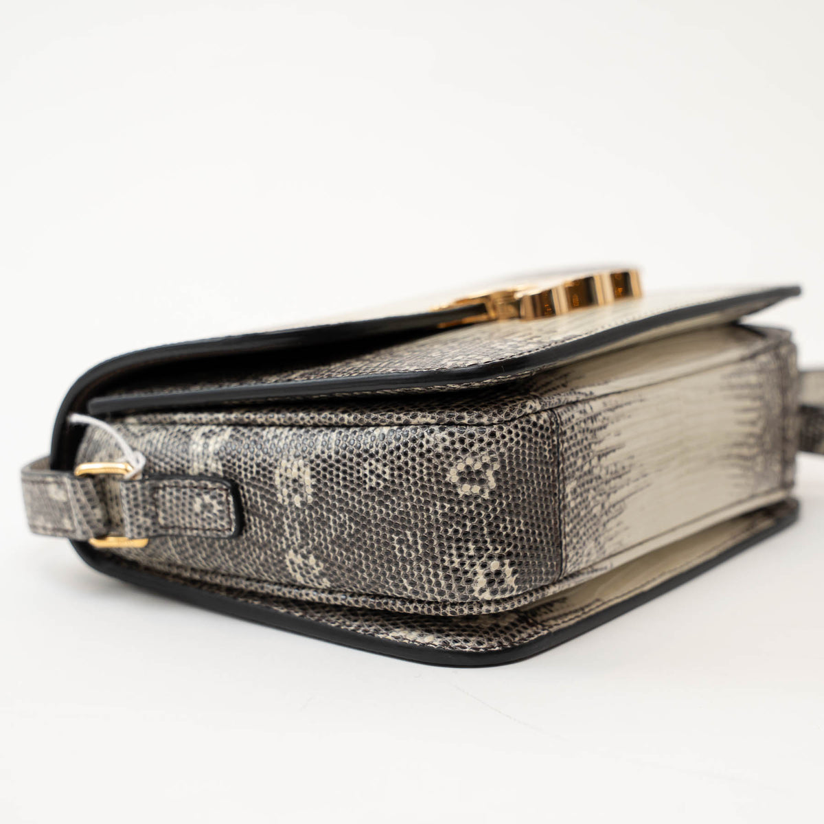 Celine White Gradient Lizard Skin Teen Triomphe Flap Bag