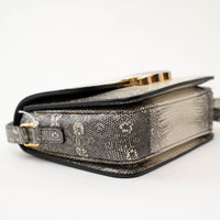 Celine White Gradient Lizard Skin Teen Triomphe Flap Bag