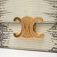 Celine White Gradient Lizard Skin Teen Triomphe Flap Bag