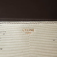 Celine White Gradient Lizard Skin Teen Triomphe Flap Bag