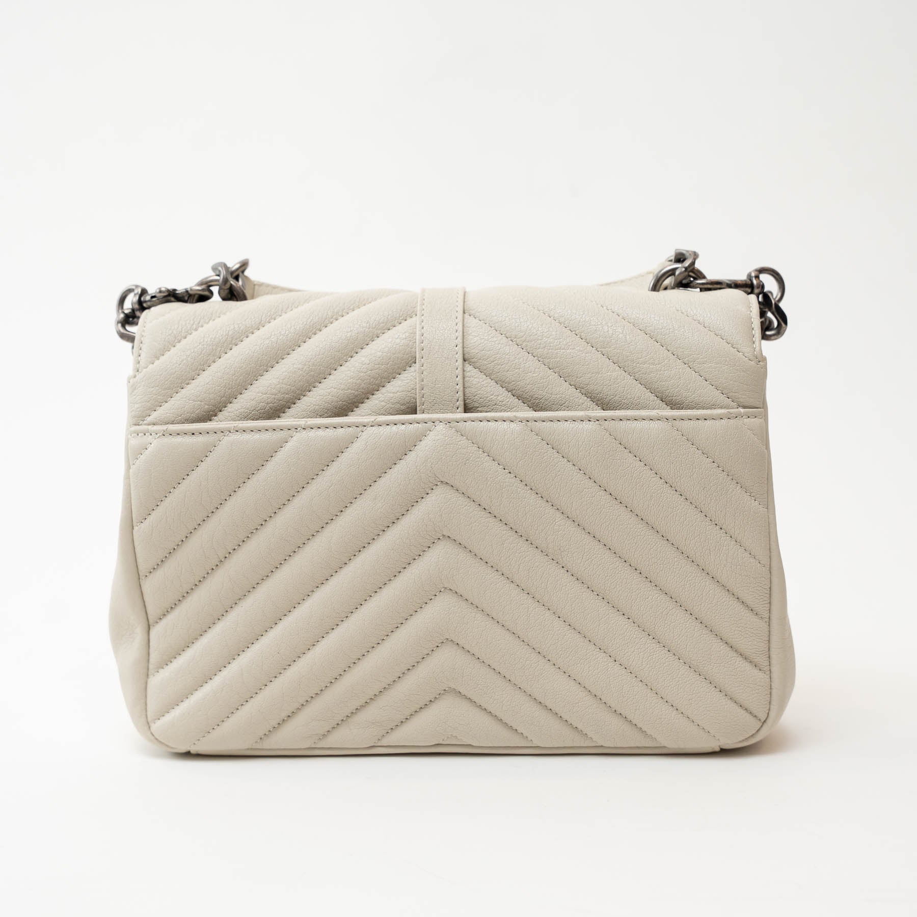 Saint Laurent Cream Chevron Quilted Leather Matelasse Medium