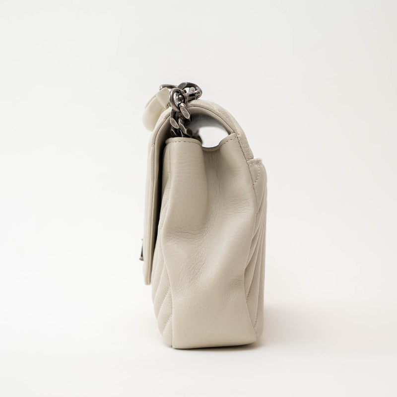YSL Cream Chevron Quilted Leather Matelasse Medium College bag