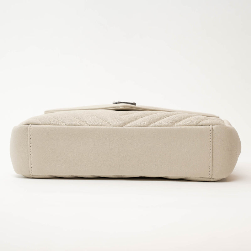 YSL Cream Chevron Quilted Leather Matelasse Medium College bag