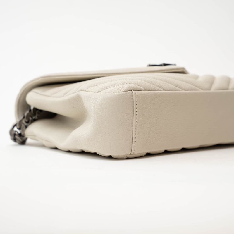 YSL Cream Chevron Quilted Leather Matelasse Medium College bag