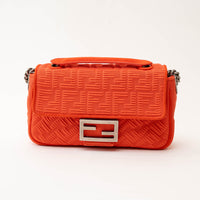 Fendi Coral Canvas Small Baguette Shoulder Bag