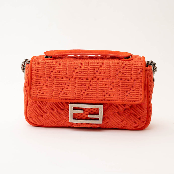 Fendi Coral Canvas Small Baguette Shoulder Bag