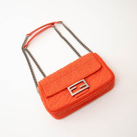Fendi Coral Canvas Small Baguette Shoulder Bag