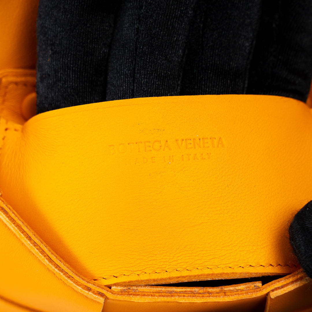 Bottega Veneta Orange Leather Intreccio Mini Cassette Bag