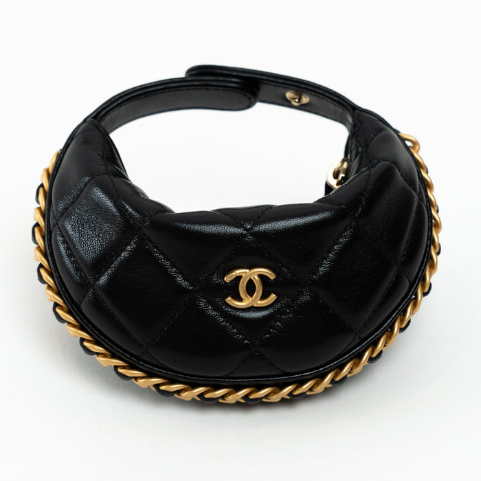 Pre-Loved Chanel™ Black Lambskin Leather Mini Pouch