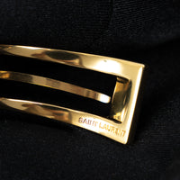 Saint Laurent Black Embossed Leather Gold Buckle Bracelet