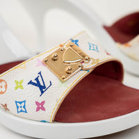 Louis Vuitton White Multicolour Monogram Coated Canvas Sandals Size 36.5