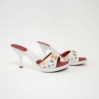 Louis Vuitton White Multicolour Monogram Coated Canvas Sandals Size 36.5
