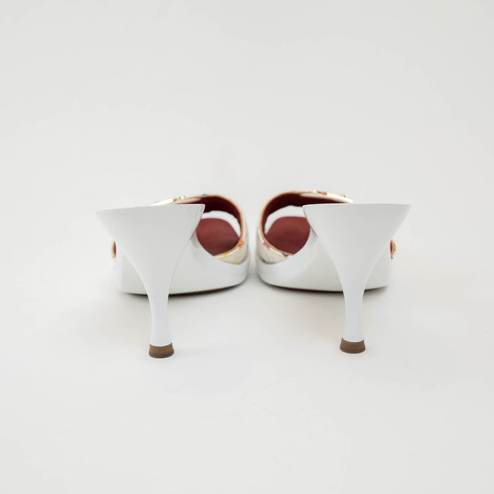 Louis Vuitton White Multicolour Monogram Coated Canvas Sandals Size 36.5