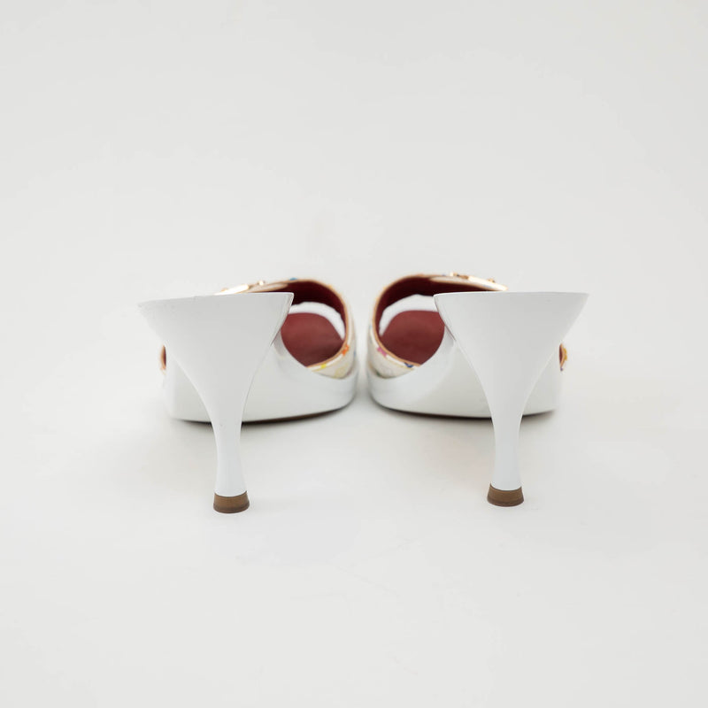 Louis Vuitton White Multicolour Monogram Coated Canvas Sandals Size 36.5