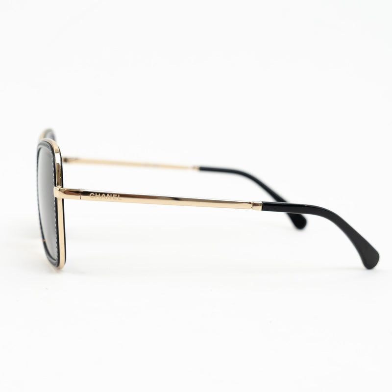 Pre-Loved Chanel™ Gold Tone Crystal Embellished Sunglasses